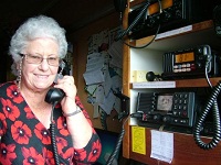 May Kay speaking on the marine radio.