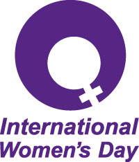 International Women's Day logo has the women's symbol and arrow